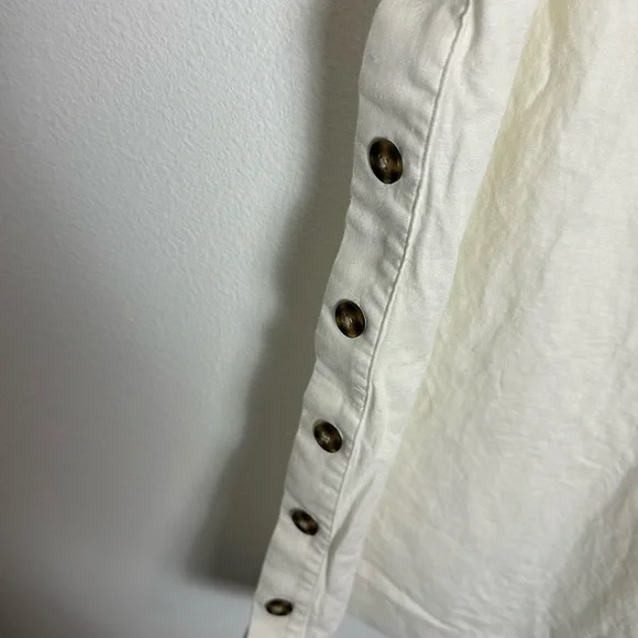 Madewell Linen Cotton Side Button Midi Dress Size M - Picture 4 of 6